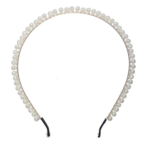 Girls Hair Styling Headband with Pearl Shapes L White-122 TH - 6