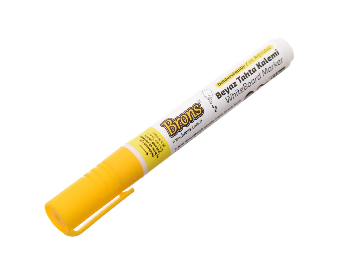 Nova BR-960 White Board Marker Pen With Round Tip Durable Tool That Withstand Daily Use With Eco-Friendly Material - Yellow