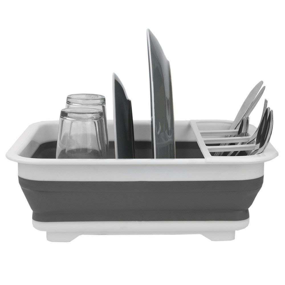 Generic Basics easy storage collapsible dish rack with cutlery holder