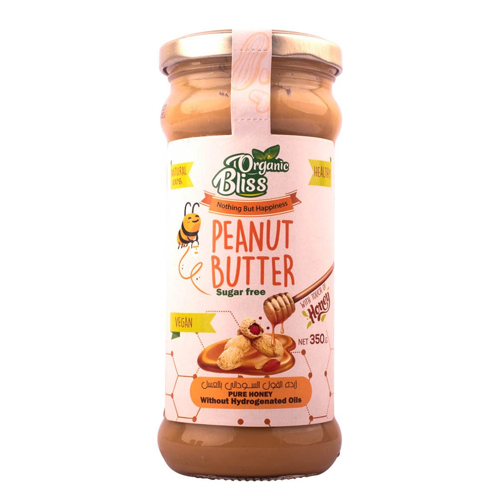 Organic Bliss Peanut Butter With Honey | Healthy-Sugar Free | Without any industrial additives &100% Organic -350g,Healthy Spread