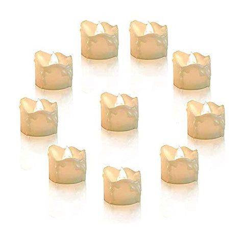 Generic Flickering Timing Function LED Electronic Flameless Battery Operated Tea Light Candle with Timer (Warm White) -24 Pieces
