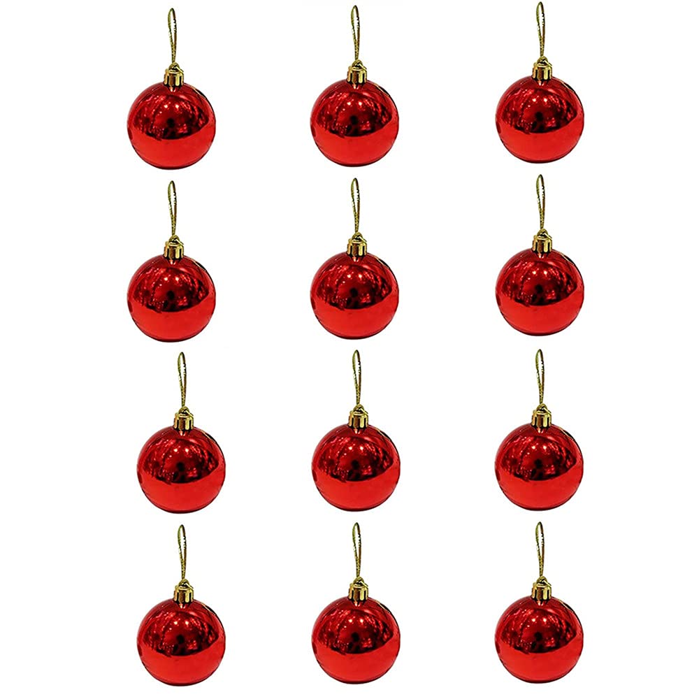 Wonka A4 Tech CO Orangext 12 Pieces Christmas Baubles Decoration Pieces Christmas Baubles Set for Holiday Christmas Tree Decoration, Red, Multi-Colour