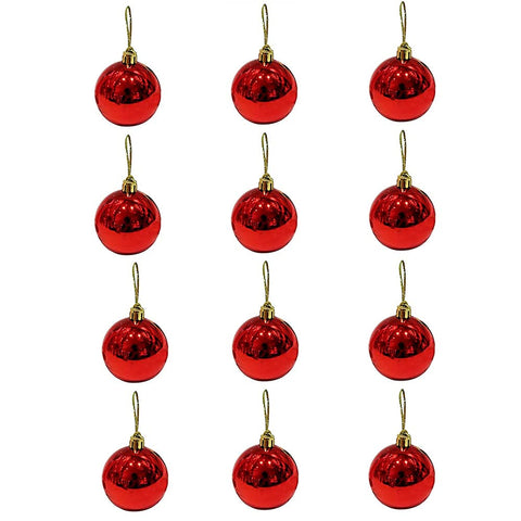 Wonka A4 Tech CO Orangext 12 Pieces Christmas Baubles Decoration Pieces Christmas Baubles Set for Holiday Christmas Tree Decoration, Red, Multi-Colour