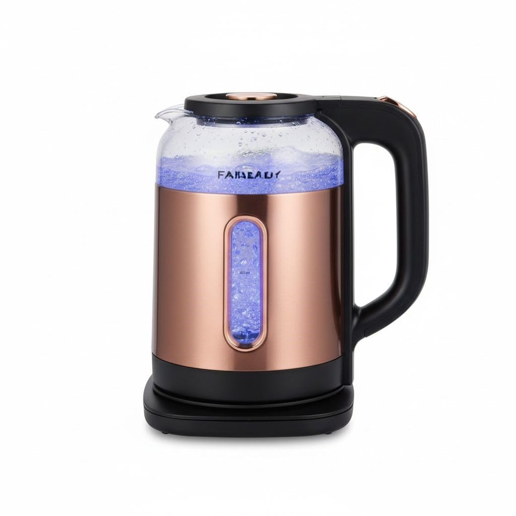 Glass Electric Kettle FA-9818 2L - 360° Rotating Base and Auto Shut-off Feature