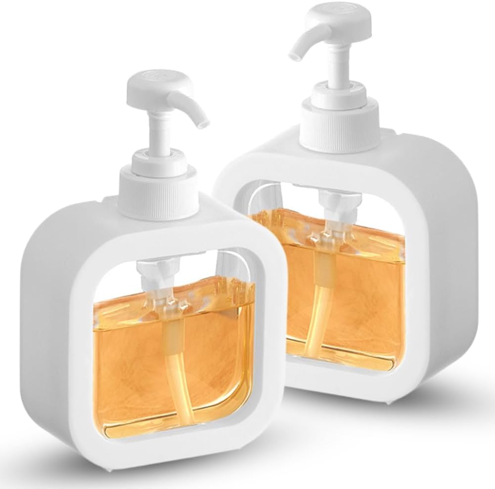 NINA NINO Empty Bottle Soap Dispenser for Bathroom Kitchen Large-Capacity Dispensing Bottled Hand Soap Dish Soap Shower Gel Shampoo Washing Powder Replacement Empty Bottle 1PC (White)