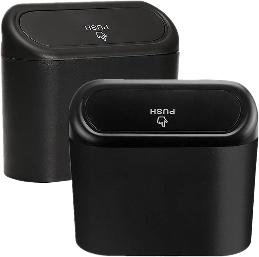 QUEST Car Trash Can with Lid Mini Vehicle Garbage Bin, Automotive Dustbin Organizer for Car Cup Holder, Compact Waste Container for Cars, Home & Office
