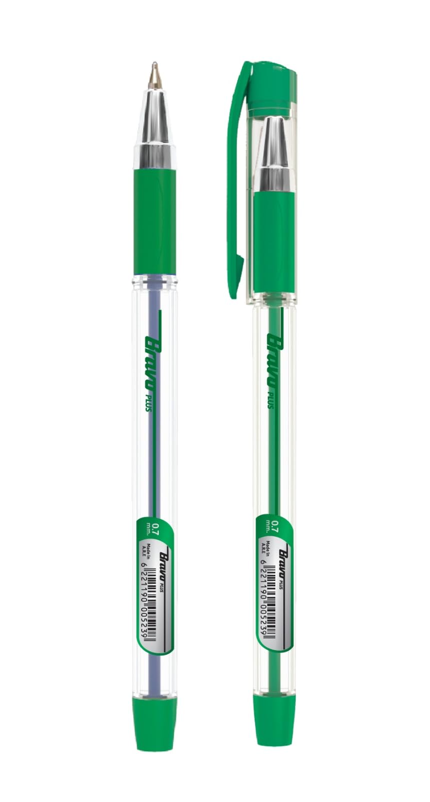 Bravo Plus Ballpoint Pen - (0.7 mm) - Green - Pack of 10
