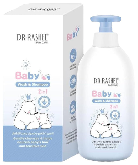 Dr. Rashel 2-in-1 Baby Wash and Shampoo 300 ml, Blue
