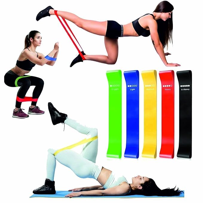 City Star Sport Resistance Bands for Working Out, Set of 5 Resistance Loop Exercise Bands, Elastic Workout Bands for Women and Man Home Gym Yoga Strength Training Exercise Equipment Essentials