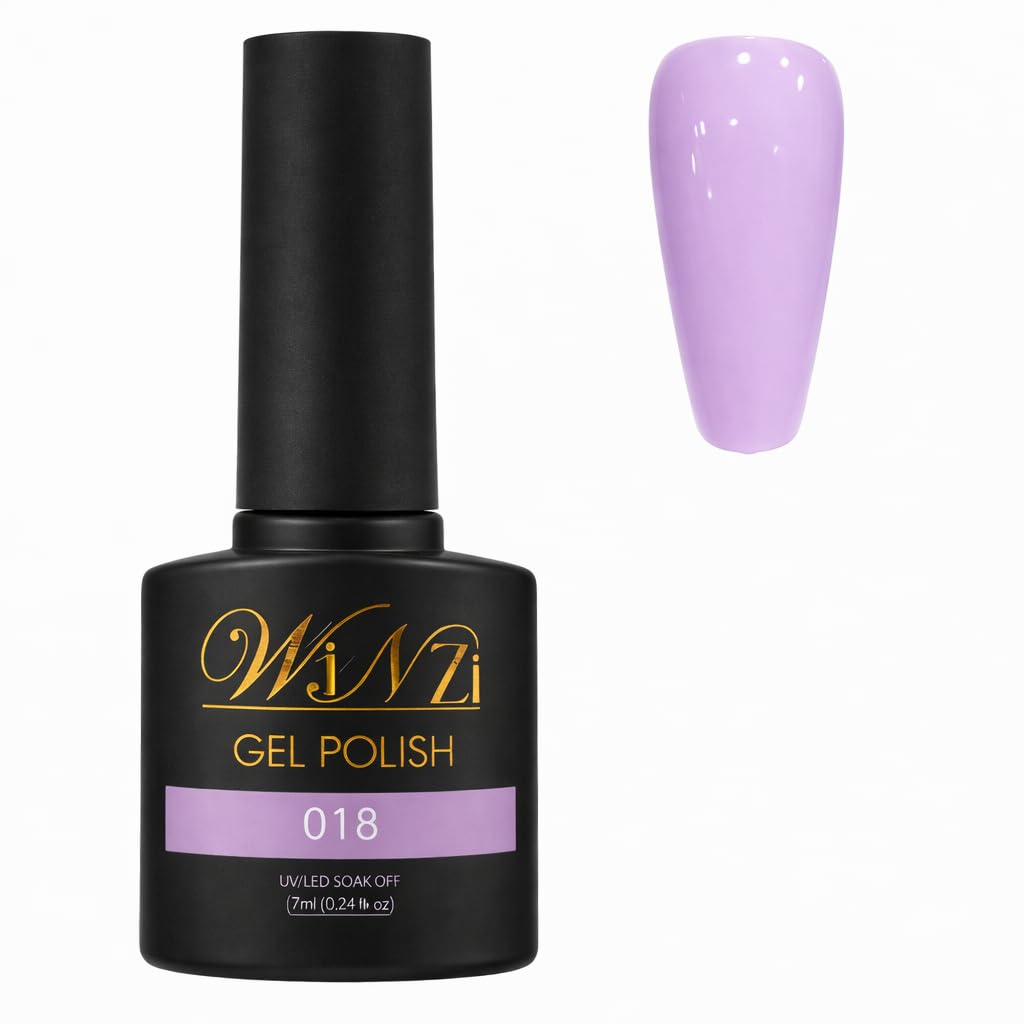 Gel Nail Polish 7ML, Soft Lilac Shade, Light Lavender Pink Tone, Soak Off UV LED Gel, Smooth Application, High Gloss Finish, Salon & Home DIY Manicure Nail Art (018)