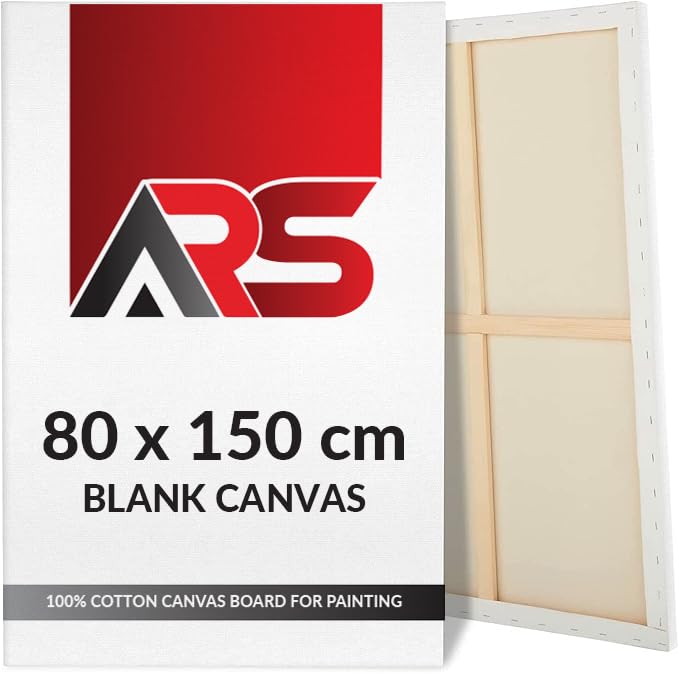 ARS® Blank Canvas 80 x 150 cm White - this premium-quality canvas 100% Cotton Artist Canvas Boards and Panels For Painting, Acrylic Pouring, Oil Paint Dry & Wet Art Media