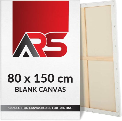 ARS® Blank Canvas 80 x 150 cm White - this premium-quality canvas 100% Cotton Artist Canvas Boards and Panels For Painting, Acrylic Pouring, Oil Paint Dry & Wet Art Media