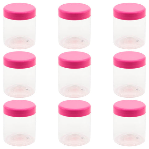 12 Pieces Clear White Plastic Jar 12 Pack 200ml Empty Jars with Lid Pink - High Quality Healthy Plastic Refill Any Products Travel Containers Empty Round Tins - From artistic