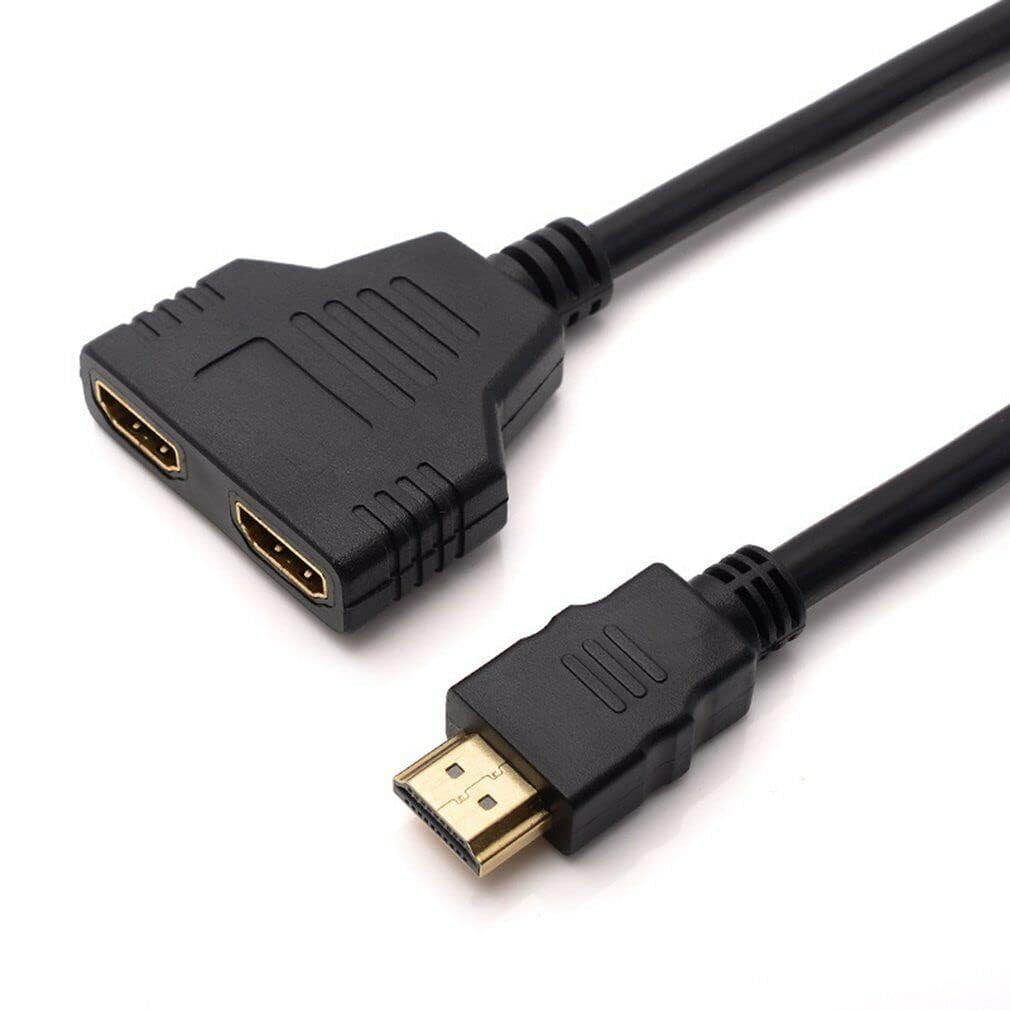 Zonic 30cm HDMI Splitter Adapter Cable 1 in 2 Out HDMI Male to Dual HDMI Female 2 Way Converter for HD TV, PC, PS4/5, Xbox, Display - Black