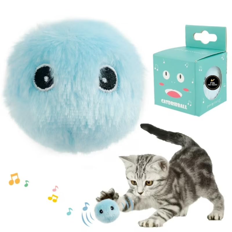 PSK PET MART Cat Toy Balls, Interactive Chirping Balls with 3 Lifelike Animal Chirping Sounds Frog Cricket Bird Kitten Refillable Catnip Toys Cat Kicker Toys for Indoor Cats Exercise