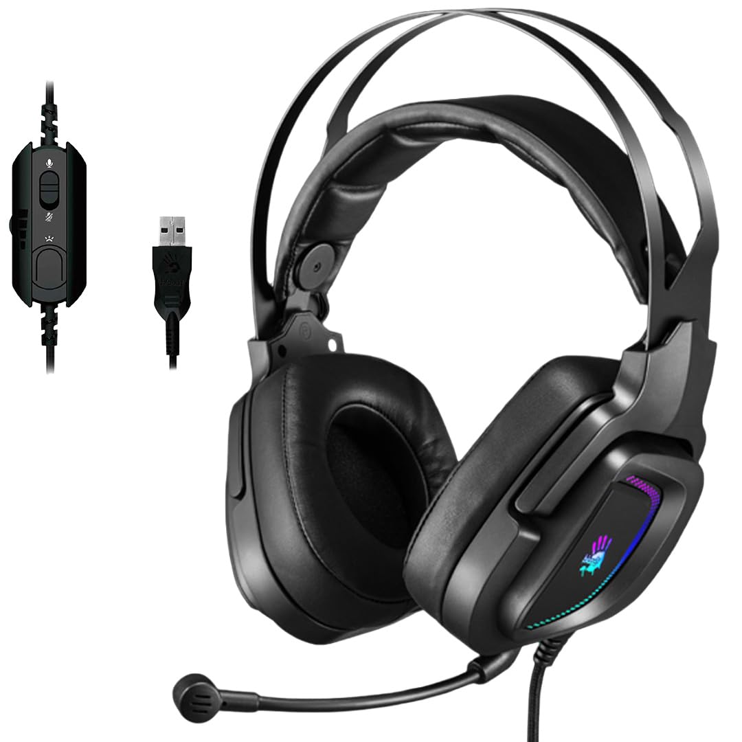 Bloody G570 7.1 Surround Sound RGB Gamer Headset with USB Microphone, Black