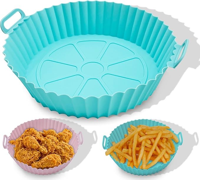 Air Fryer Silicone Liner, 19cm Pot Compatible with 3.3L to 5.6L Air Fryer, Blue Easy to Clean Dollar for Import Houseware