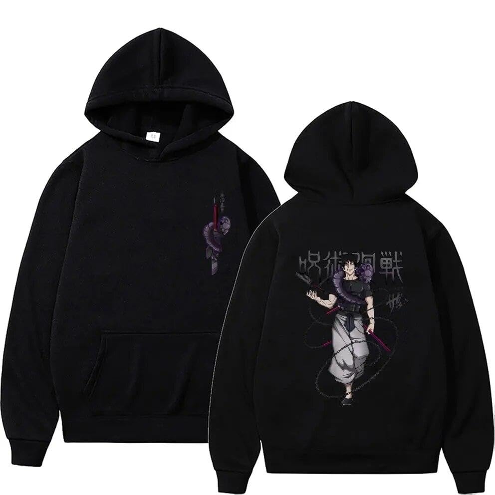 Anime Cotton Hoodie, Black with Amazing Print Design, Pullover Sweatshirt7