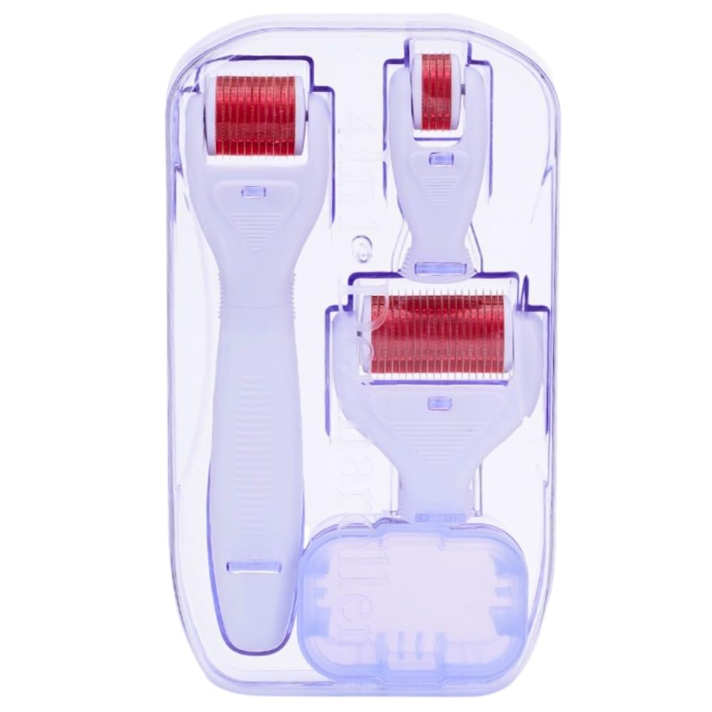 Roller Koi Beauty Real Needles Professional Microneedling For Home Micro Needle For Hair Face And Body Beard Growth Derma Roller For Men Skin Care Tool Include Storage Case White