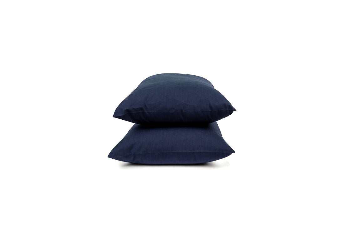 Home of linen-cotton pillow case set, size 50 * 70cm, dark blue