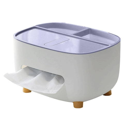 Multifunctional Tissue Organizer with Pen Holder & Remote Control Holder with Extra Storage Space, Stylish Design for Home Office Organization, Living Room, Bedroom, Bathroom (Purple)