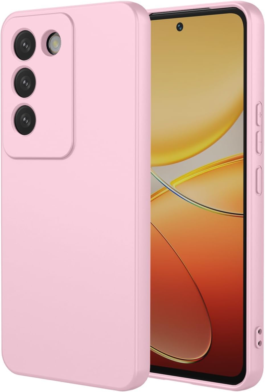 Silicone Back Case Microfiber Lining with Camera Protection For Vivo V30 Lite 5G (Pink)