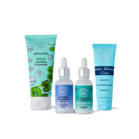 Dr. Elvish Brightening Power Bundle, Face, Skincare System, CICA and Caffeine, Multi, Anti-Aging, All Skin Types, 360ml