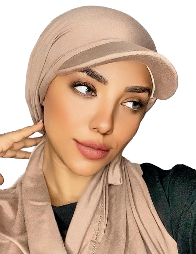 Ready To Wear Cotton Hijab Cap Escarf - Light Beige