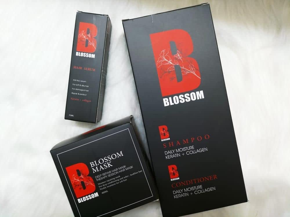 Blossom After Protein Hair Care Set for Damaged Hair Shampoo, Conditioner, Bath Cream, and Serum