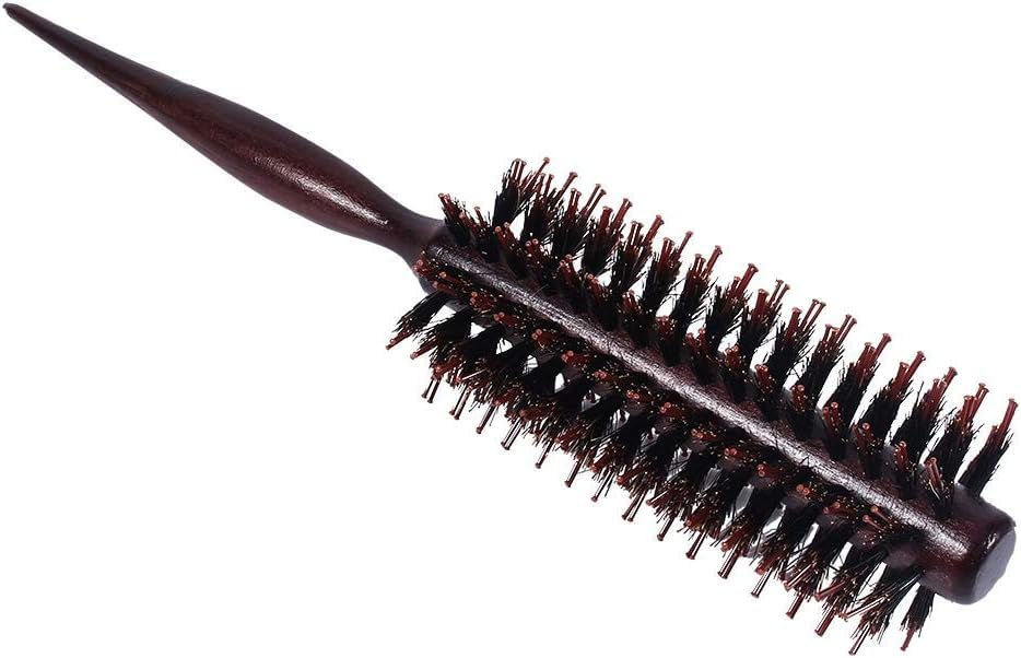Round Brush Round Hair Brush, Natural Wooden Handle Styling Brush Blow Dry Brush Anti Static Roller Hairbrush for Men Women Straightening and Curling, Wet and Dry Hair-4cm 1PC