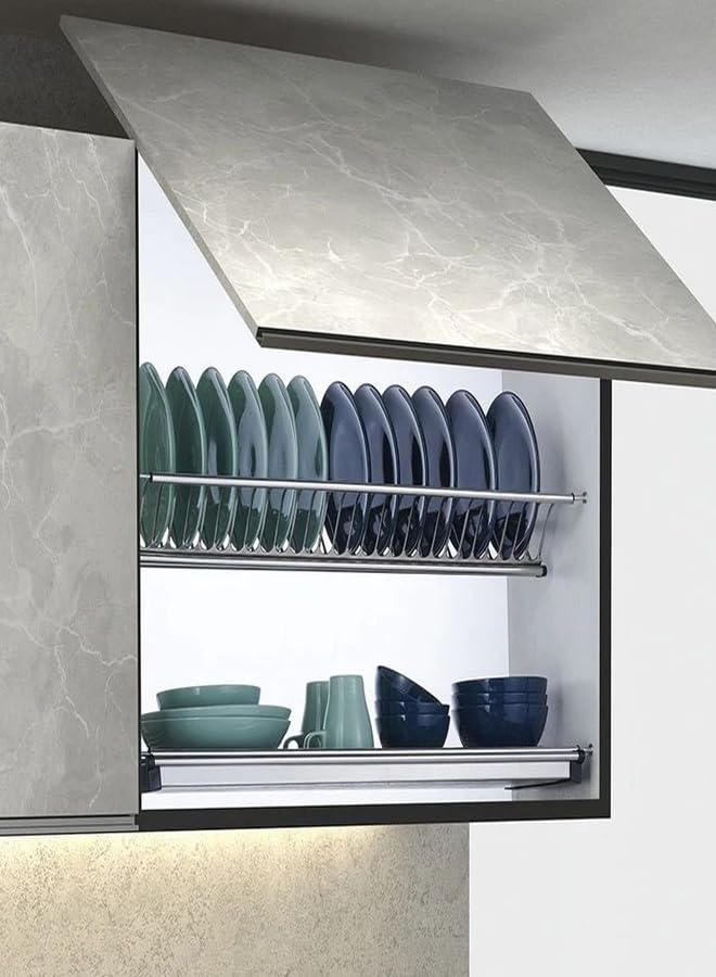 Stainless Steel Cabinet Dish Rack with drainer 2 layers - Made in Egypt Size 800 mm / 80 Cm