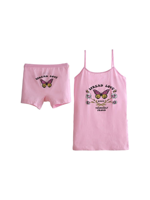 Olive Women's Set - Short Shorts with Spaghetti Straps Soft Cotton - Home Wear