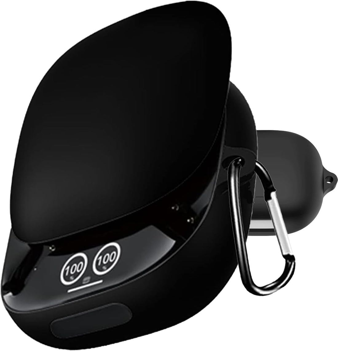 Dl3 Mobilak Compatible with Anker Soundcore Liberty 4 Pro Case Cover, Soft Silicone Shockproof Protective Wireless Earbuds with Carabiner, Front LED Visible (A. Black)