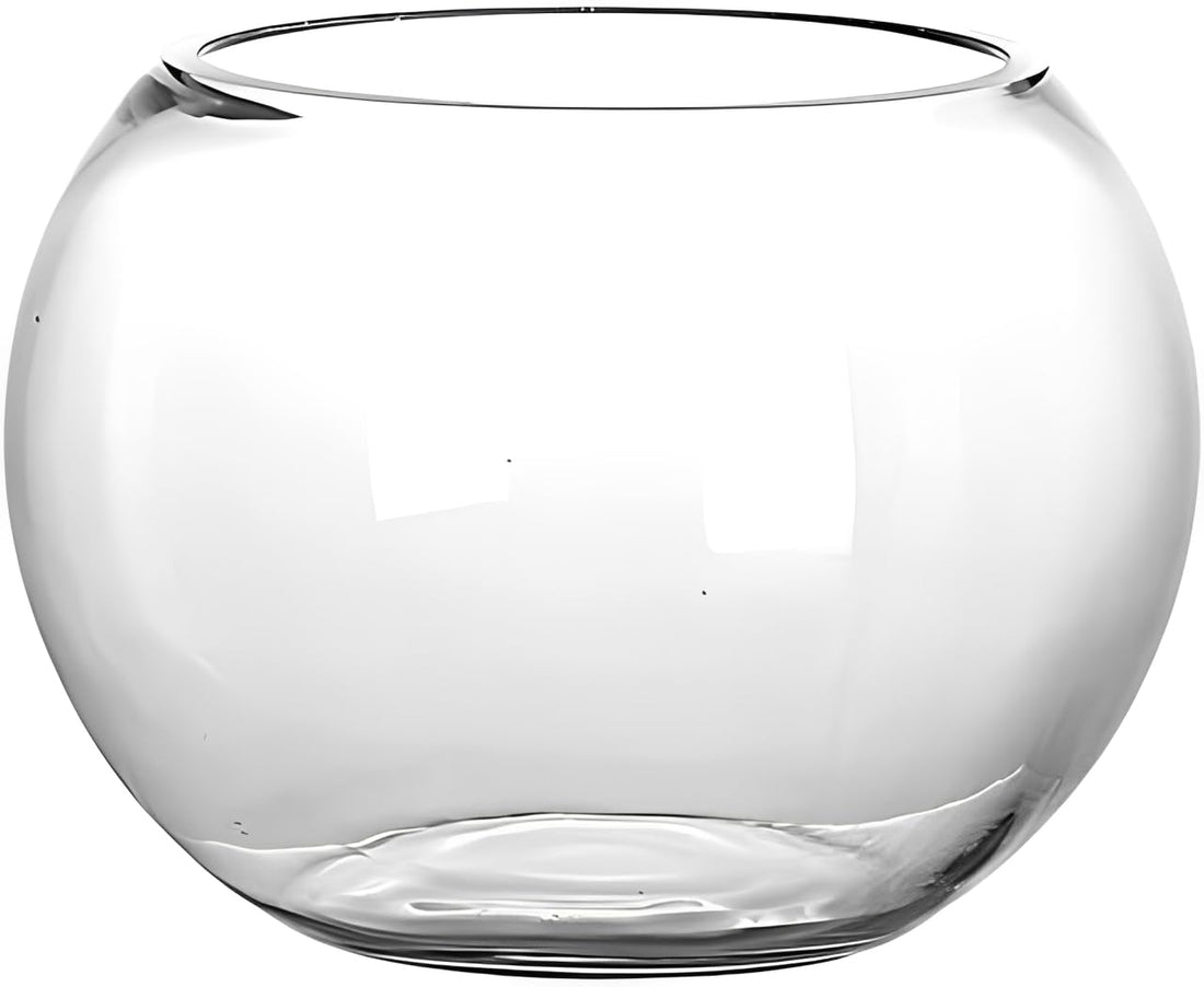Portal 20cm Round Glass Fish Bowl – Small Aquarium Tank with Wide Opening, for Fish, Goldfish, Shrimp, or Decorative Vase