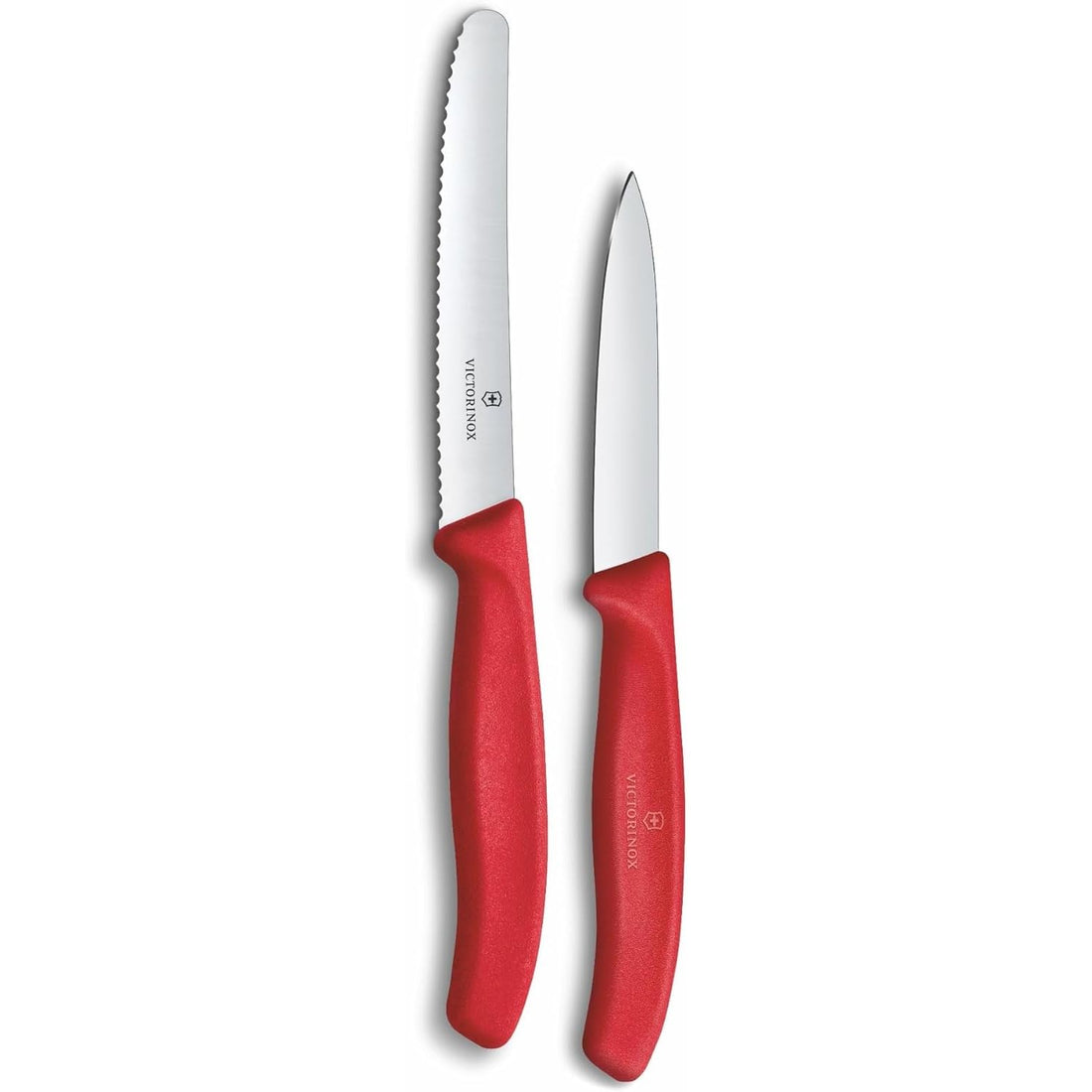 Victorinox Swiss Classic Paring Knife Set, 2-Piece, Straight Blade and Serrated Cut, Stainless Steel, Swiss Made, Red