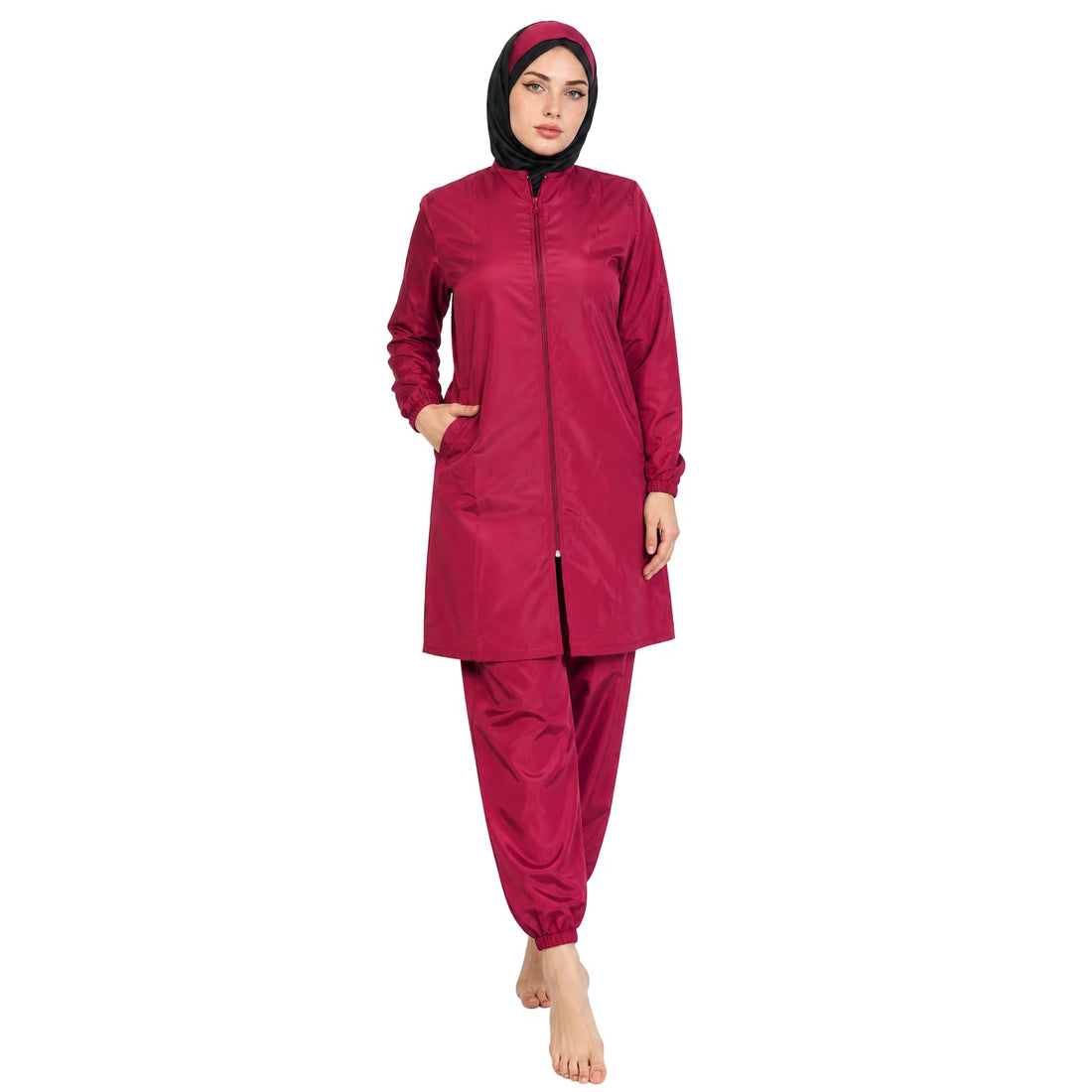 3 Piece Women's Legal Swimsuit – Full Burkini (Long Dril + Pants + Bonne) – Modest Swimwear – Quick Dry Elastic Material – Suitable for Sea and Basin