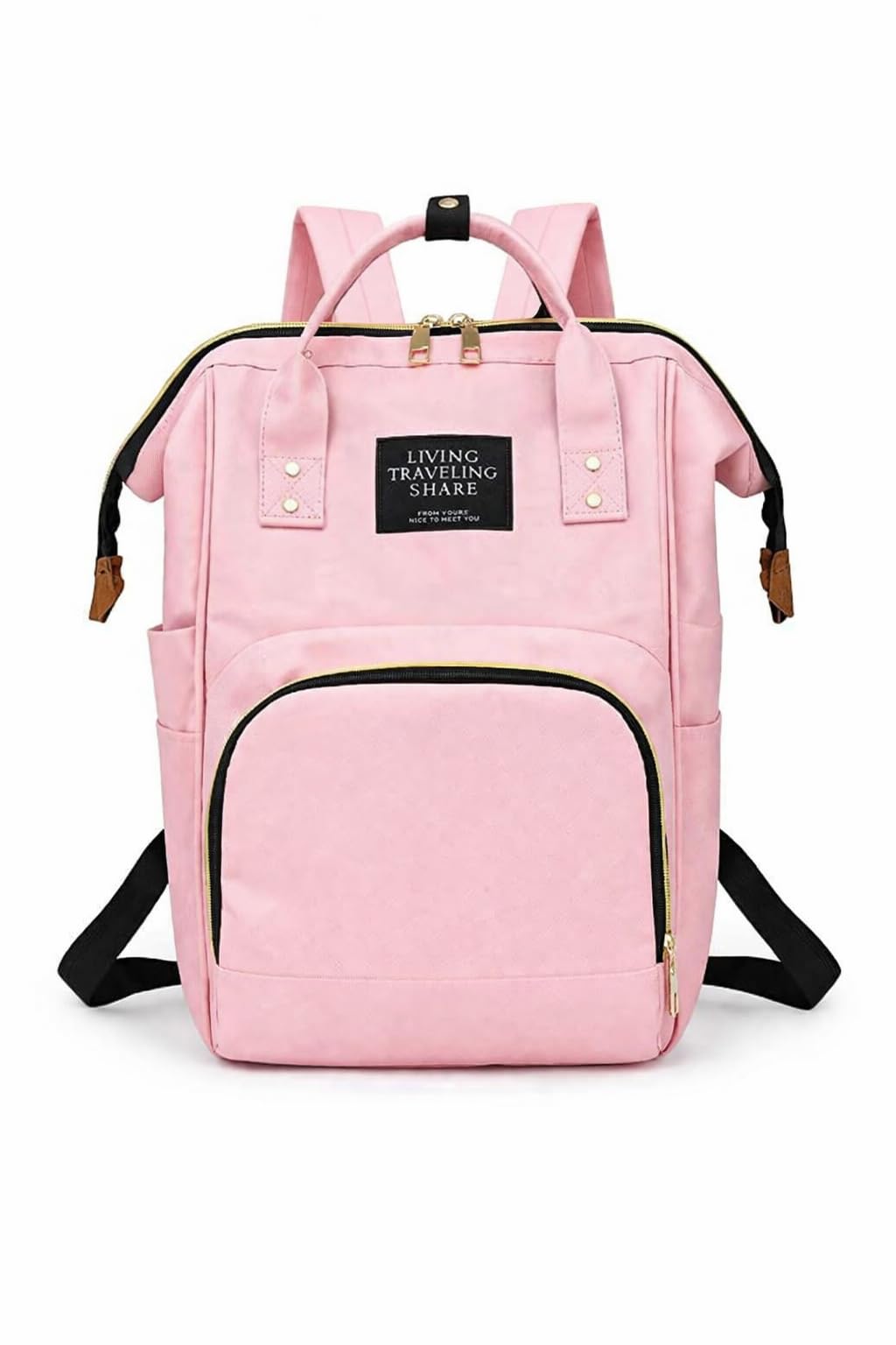 Mommy Backpack for Baby Essentials, Multi-Pocket Organizer Bag with Heat Insulation, Black with White Round Design