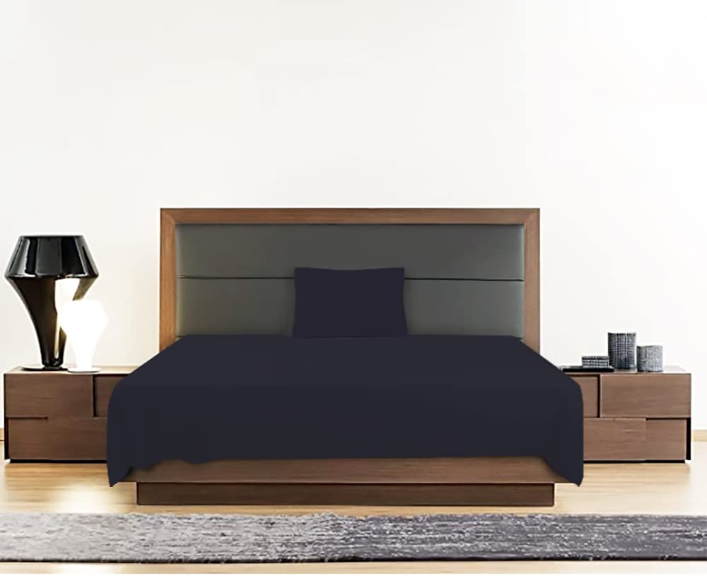 Tigers Trade Lines Flat Bed Set for Single Bed -Egyptian Cotton - 2 Pieces- Designed for Home & Hotels - From (Black, For Double Bed (240 * 250 cm))