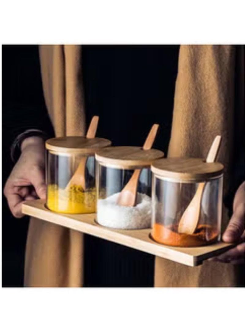 3 Pieces Seasoning Jar Storage Box Transparent