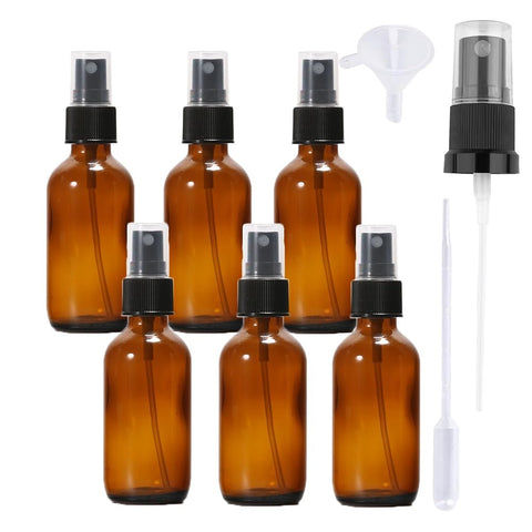 Spray Bottle Glass 60 ml, Small Glass Spray Bottle with [Atomiser], for Essential Oils, Cosmetics, Pharmacist, Cleaning, Aromatherapy, Massage, Hair - 6 Pieces