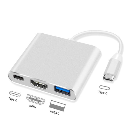 USB C to HDMI Adaptor 3 in 1, USB Type C Adapter Multiport Converter with 4K HDMI Output, USB 3.0 Port and USB C Fast Charging Port Compatible with MBook,Chromebook,Laptops and more