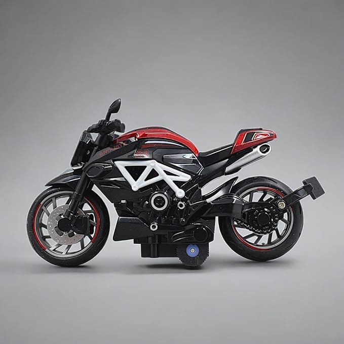 Die Cast Toy Motorcycle,Pull Back with Sounds and Lights 1:12 Friction Powered Kids Toy Cars,Toys Gift for Boys or Girls Over 3 Years Old Birthday Christmas (Black/Red)