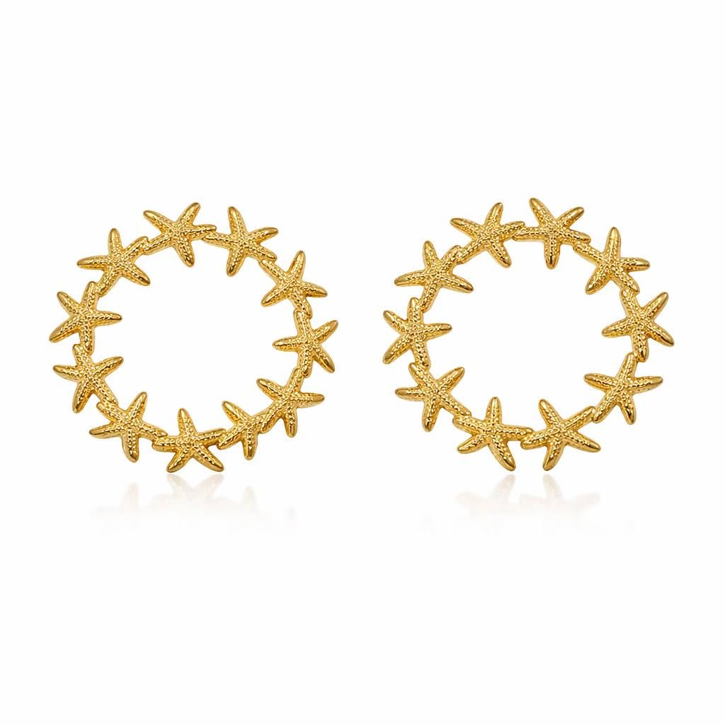 Gold Starfish Hoop Earrings for Women – Elegant Beach-Inspired Statement Jewelry