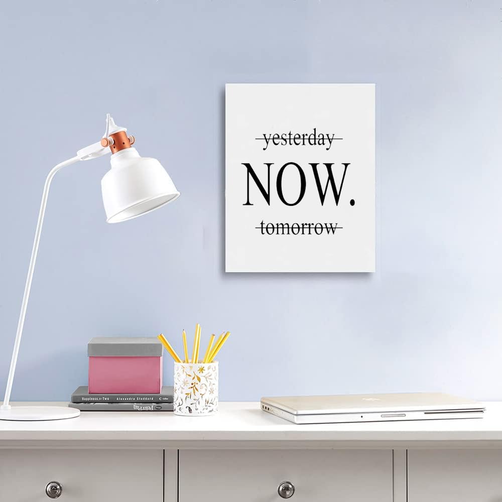 Yesterday | Now | Tomorrow Motivational Wall Poster for Home, Office (A4, with Frame, Multicolor, 30 x 20)