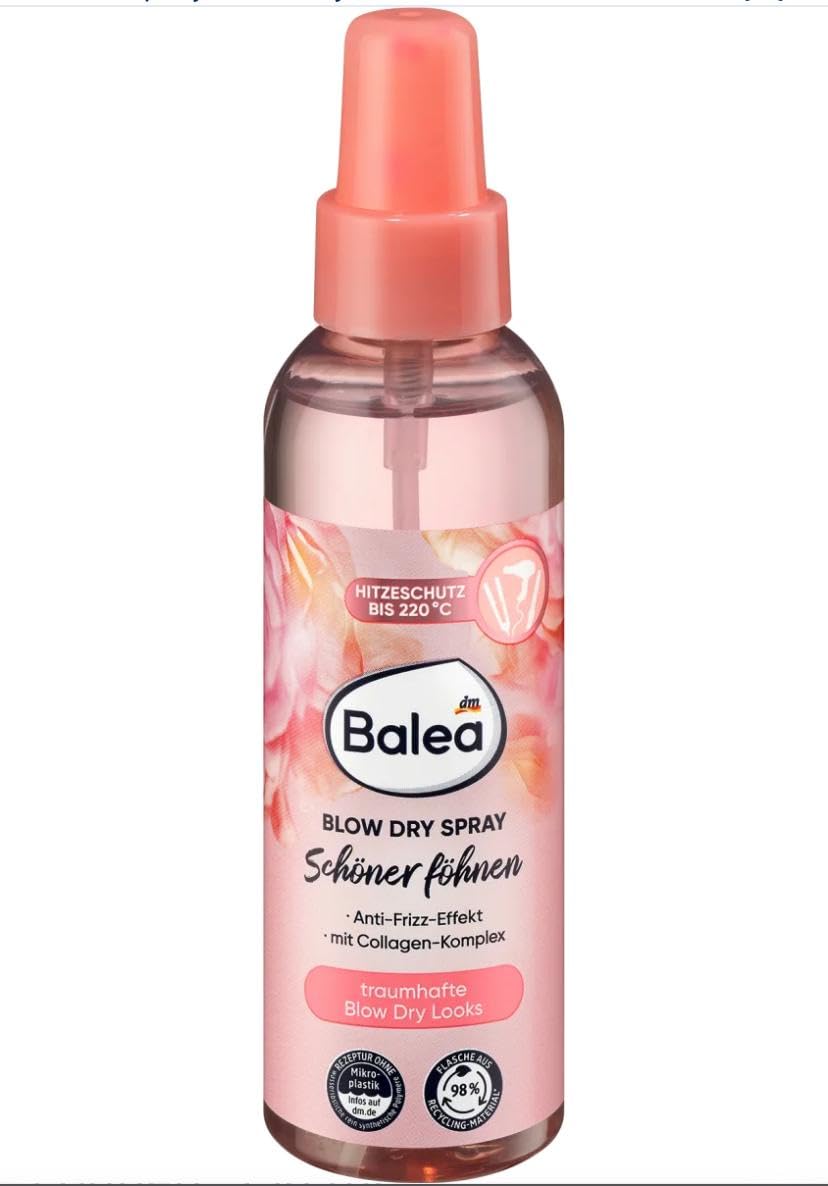 Balea Blow Dry Spray "Beautiful blow-dry", 150 ml,Anti-frizz formula against statically charged hair,With a collagen complex to protect against the heat of a hair dryer