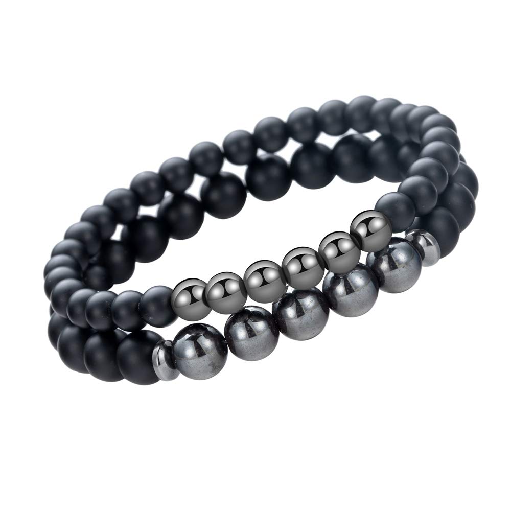Charm Bracelet for Men Women Black Mantra Prayer Beads, stone crystal,