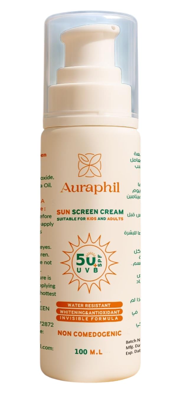 Auraphil Sunscreen Cream SPF 50+ PA ++ for Face & Body – Triple Shield Technology+ Vitamins E, A, H & Skin Restoring Complex – Waterproof – Safe for Kids & the Whole Family – 100ml