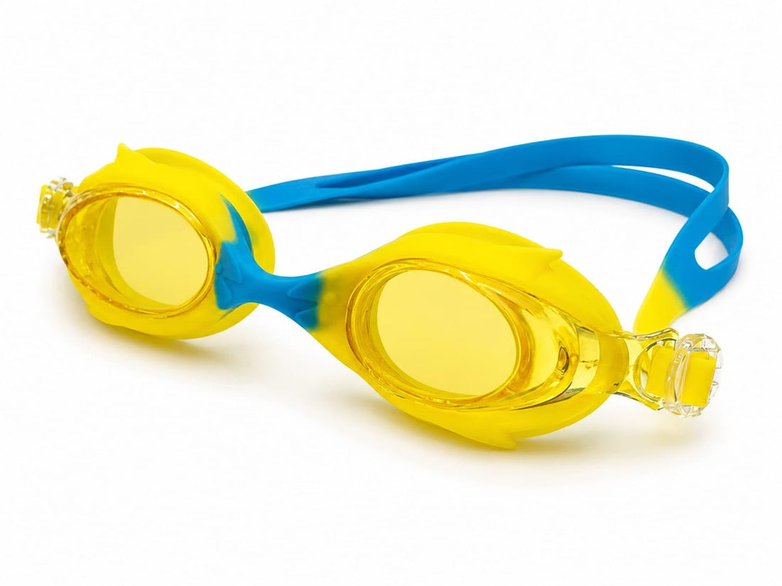 Kids Swimming Goggles, Pink and Yellow, Adjustable Strap, Anti-Leak, for Pool and Beach
