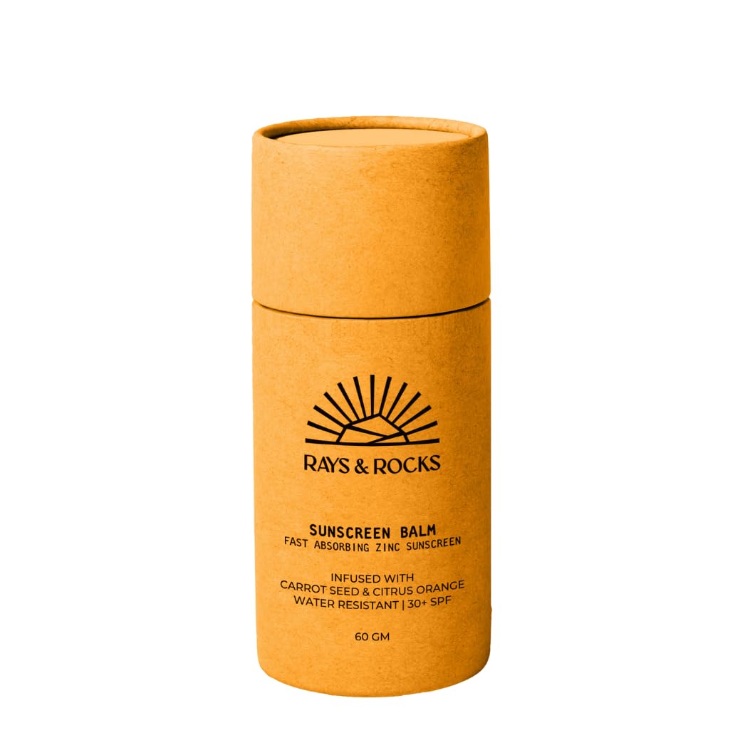 Sunscreen Balm, Fast Absorbing Zinc Sunscreen, SPF 30+, Water Resistant, Carrot Seed & Citrus Orange, 60gm