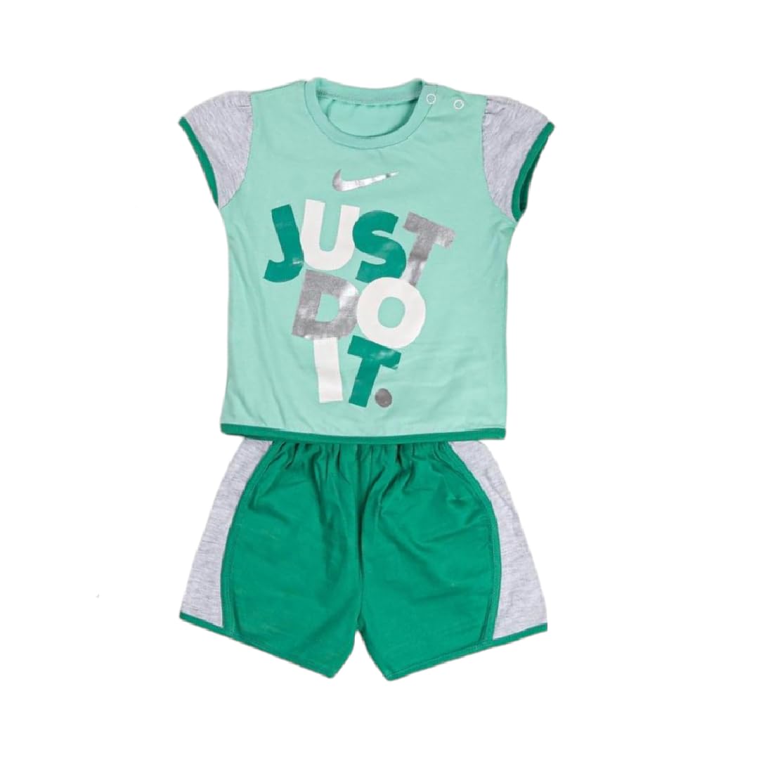 Girls Cotton Set Of 2 Pieces Sleeveless T-Shirt&Short Printed Just Do It Baby & Toddler Sleepers (pack of 1)